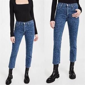 Mother Superior Tomcat Ankle Sinister Blue Leopard Print Skinny Jeans Size 27